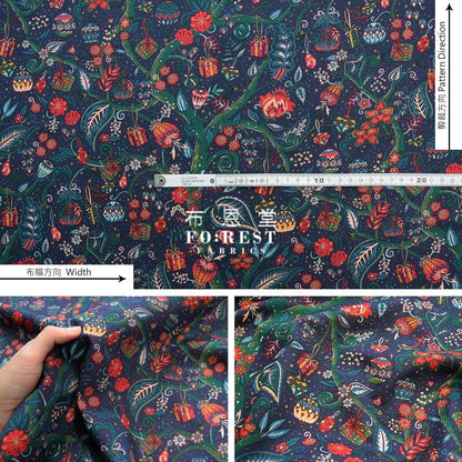 Liberty of London (Cotton Tana Lawn Fabric) - JEWELTOPIA NAVY - FO:REST Fabric 布恩堂Liberty fabrictana lawnjapanese fabricykk zipper