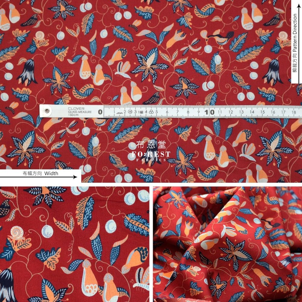 Liberty of London (Cotton Tana Lawn Fabric) - Jungle Bug RED - FO:REST Fabric 布恩堂Liberty fabrictana lawnjapanese fabricykk zipper