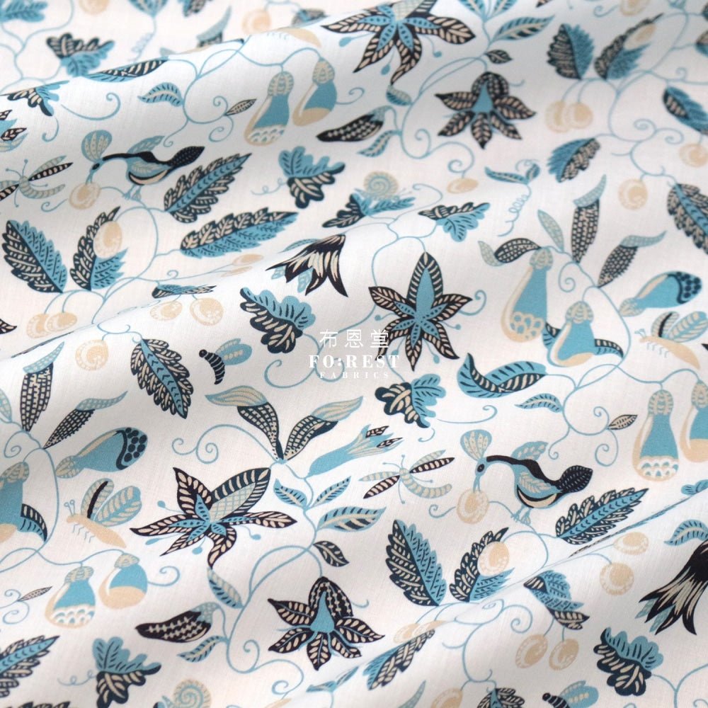 Liberty of London (Cotton Tana Lawn Fabric) - Jungle Bug WHITE - FO:REST Fabric 布恩堂Liberty fabrictana lawnjapanese fabricykk zipper