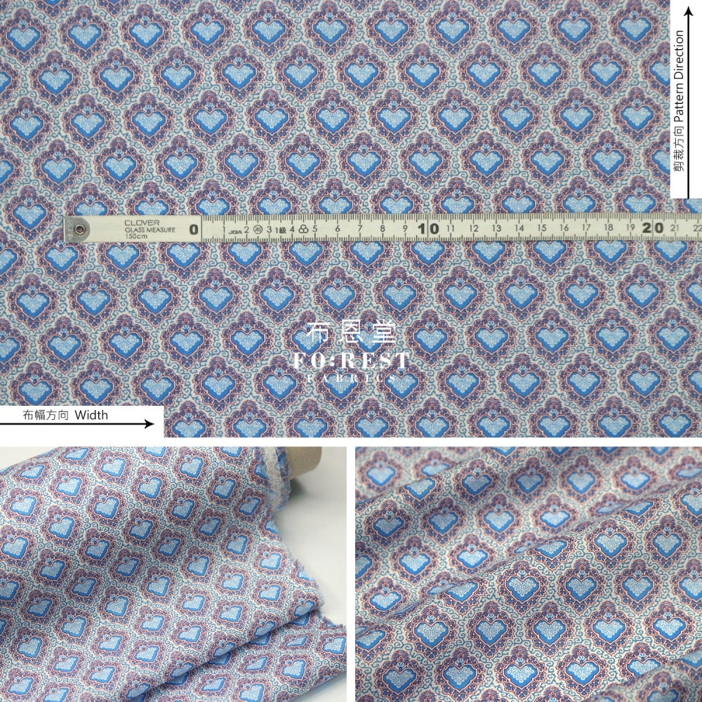 Liberty Of London (Cotton Tana Lawn Fabric) - King Hearts Blue Cotton