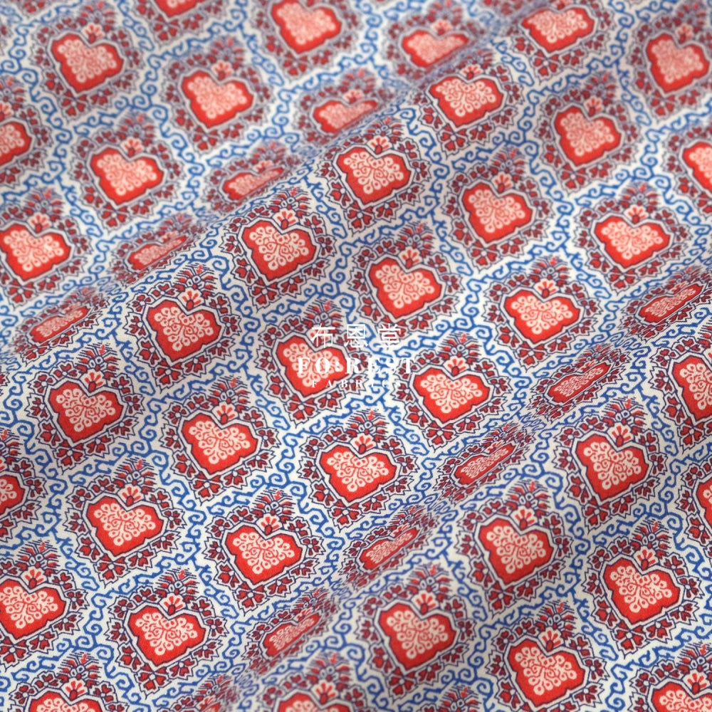 Liberty Of London (Cotton Tana Lawn Fabric) - King Hearts Red Cotton
