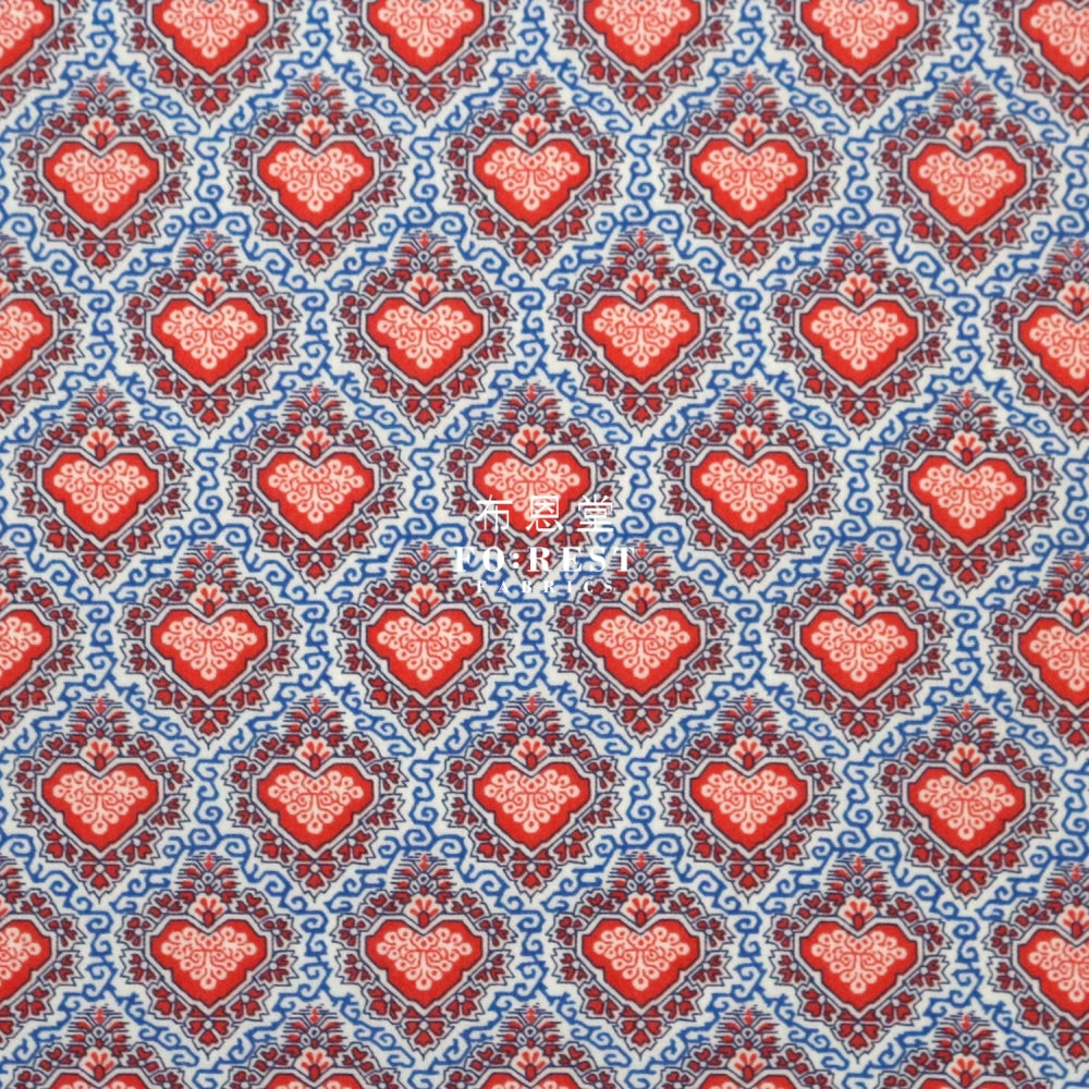 Liberty Of London (Cotton Tana Lawn Fabric) - King Hearts Red Cotton
