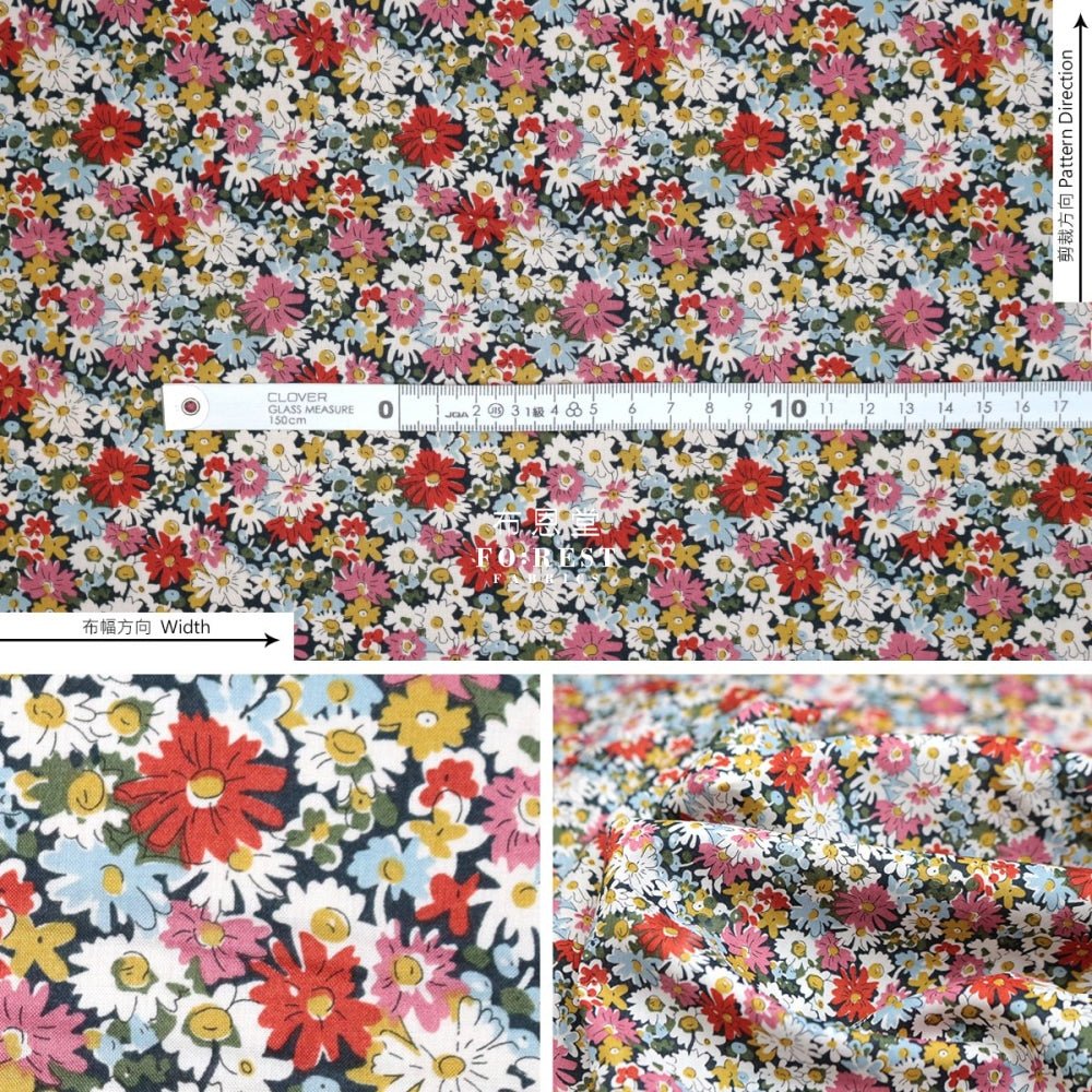 Liberty of London (Cotton Tana Lawn Fabric) - Libby RED - FO:REST Fabric 布恩堂Liberty fabrictana lawnjapanese fabricykk zipper