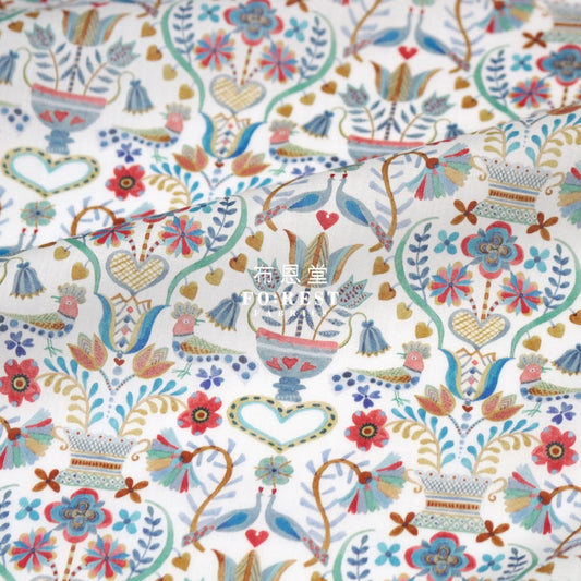 Liberty Of London (Cotton Tana Lawn Fabric) - Love Birds Blue Cotton