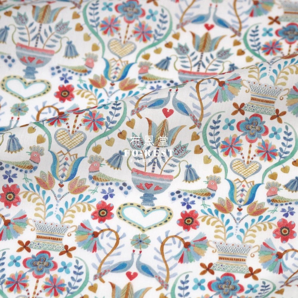Liberty of London (Cotton Tana Lawn Fabric) - LOVE BIRDS Blue - FO:REST Fabric 布恩堂Liberty fabrictana lawnjapanese fabricykk zipper