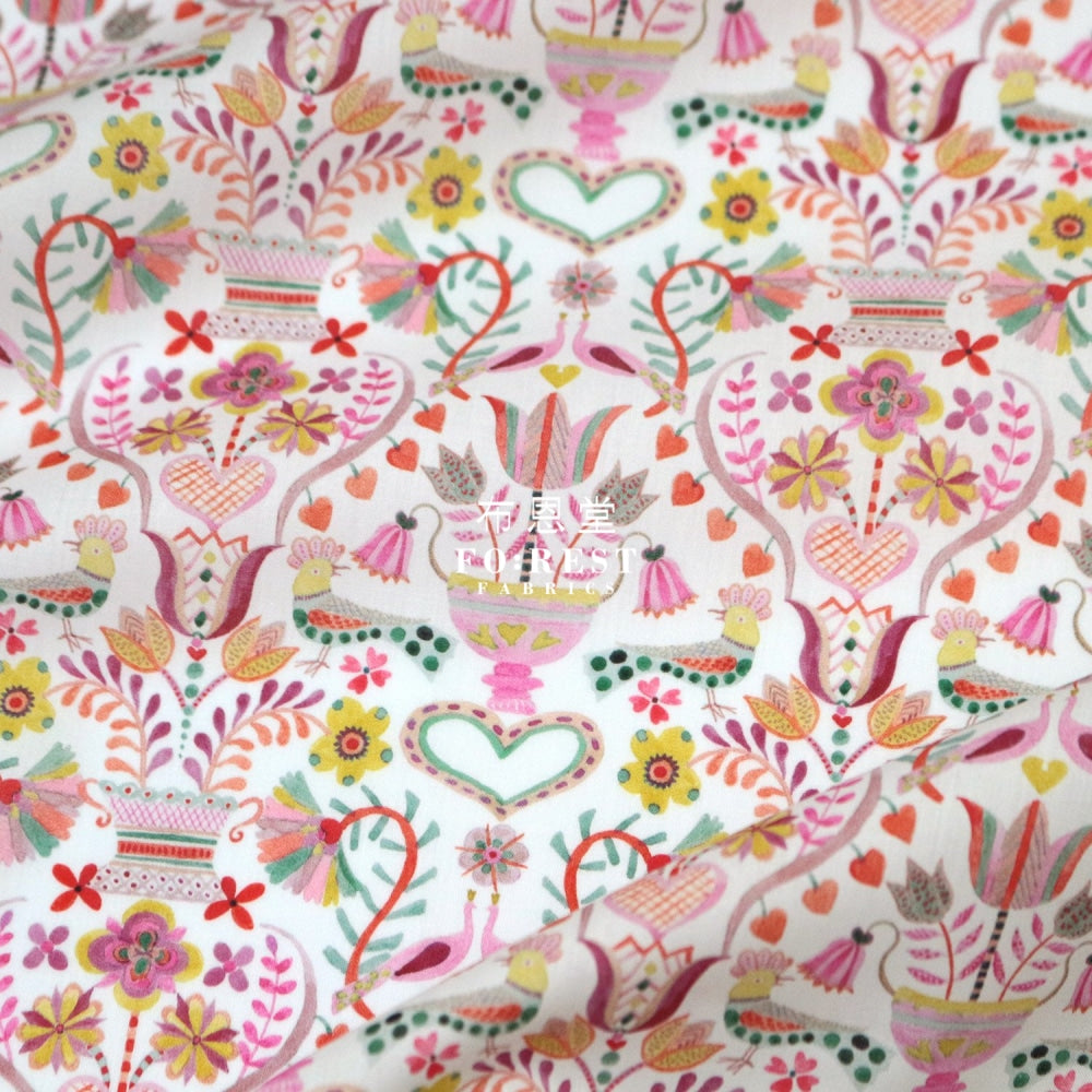 Liberty Of London (Cotton Tana Lawn Fabric) - Love Birds Pink Cotton