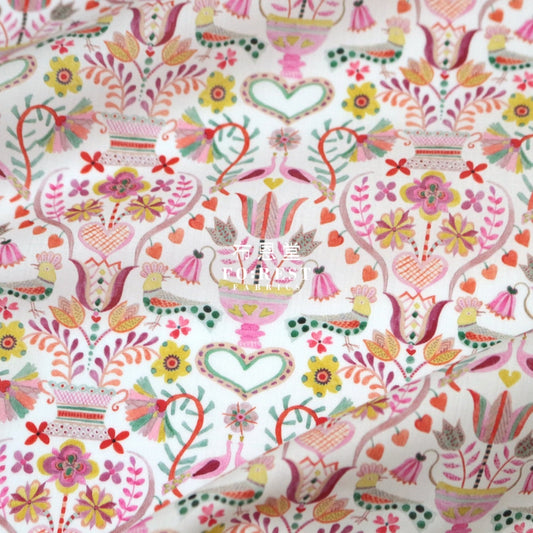 Liberty Of London (Cotton Tana Lawn Fabric) - Love Birds Pink Cotton