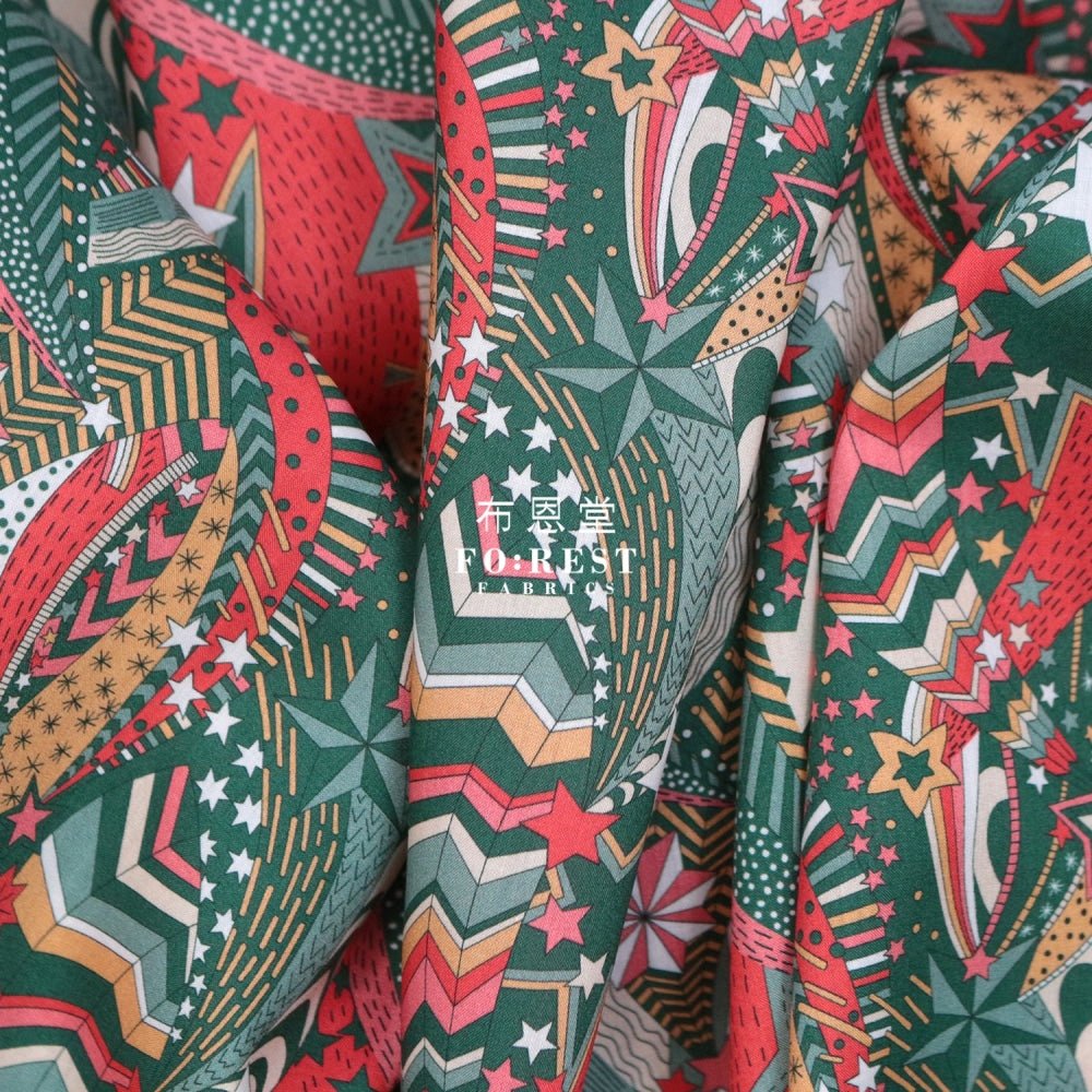 Liberty of London (Cotton Tana Lawn Fabric) - My little star Green - FO:REST Fabric 布恩堂Liberty fabrictana lawnjapanese fabricykk zipper