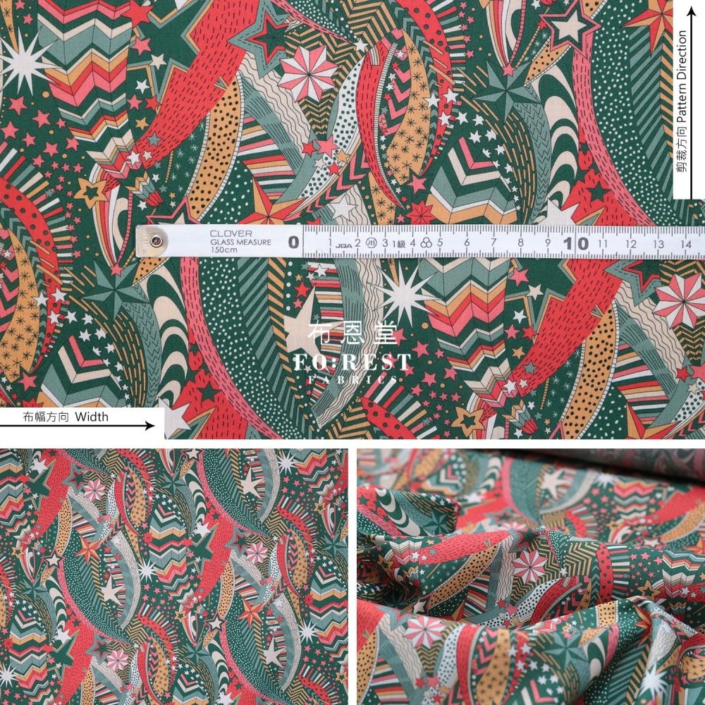 Liberty of London (Cotton Tana Lawn Fabric) - My little star Green - FO:REST Fabric 布恩堂Liberty fabrictana lawnjapanese fabricykk zipper