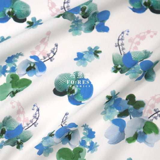 Liberty Of London (Cotton Tana Lawn Fabric) - Orchid Festival Blue Cotton