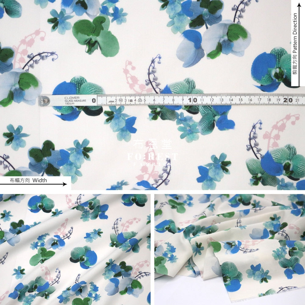 Liberty Of London (Cotton Tana Lawn Fabric) - Orchid Festival Blue Cotton