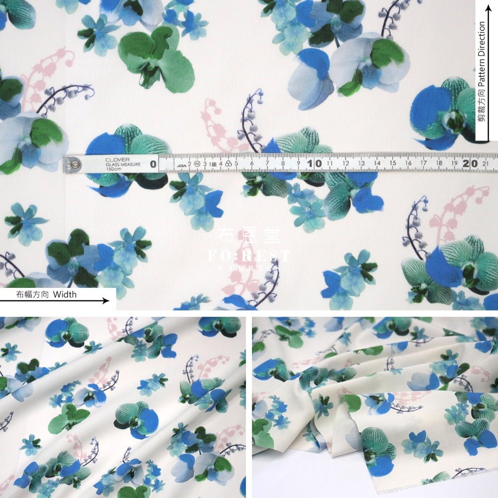 Liberty of London (Cotton Tana Lawn Fabric) - Orchid Festival Blue - FO:REST Fabric 布恩堂Liberty fabrictana lawnjapanese fabricykk zipper