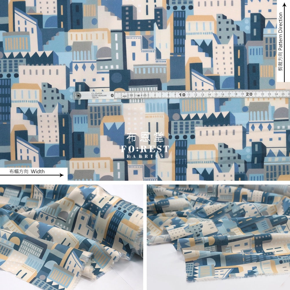 Liberty Of London (Cotton Tana Lawn Fabric) - Patchwork City Blue Cotton