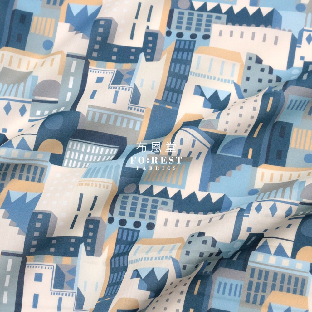 Liberty Of London (Cotton Tana Lawn Fabric) - Patchwork City Blue Cotton