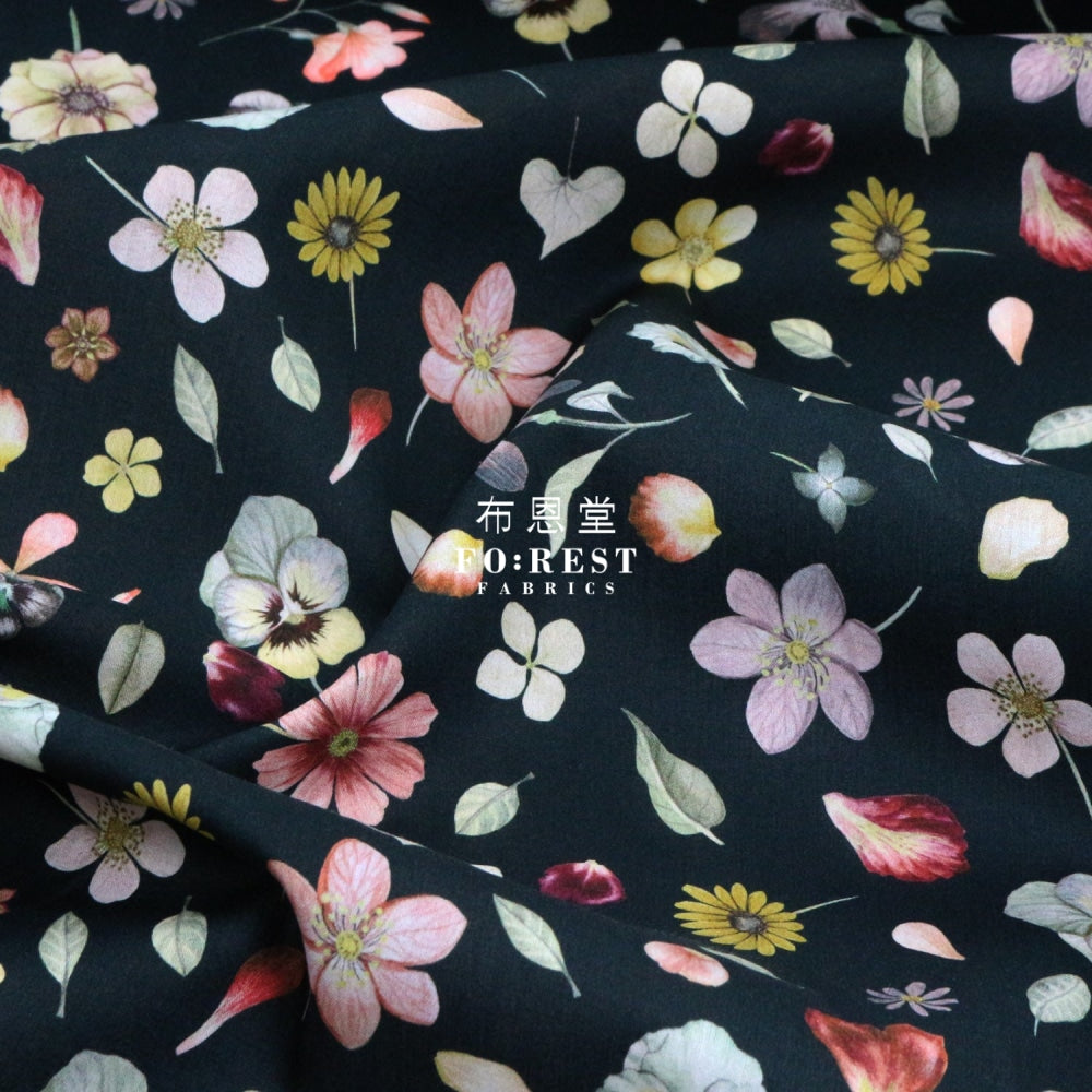 Liberty Of London (Cotton Tana Lawn Fabric) - Phyls Flower Black Cotton