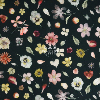 Liberty Of London (Cotton Tana Lawn Fabric) - Phyls Flower Black Cotton
