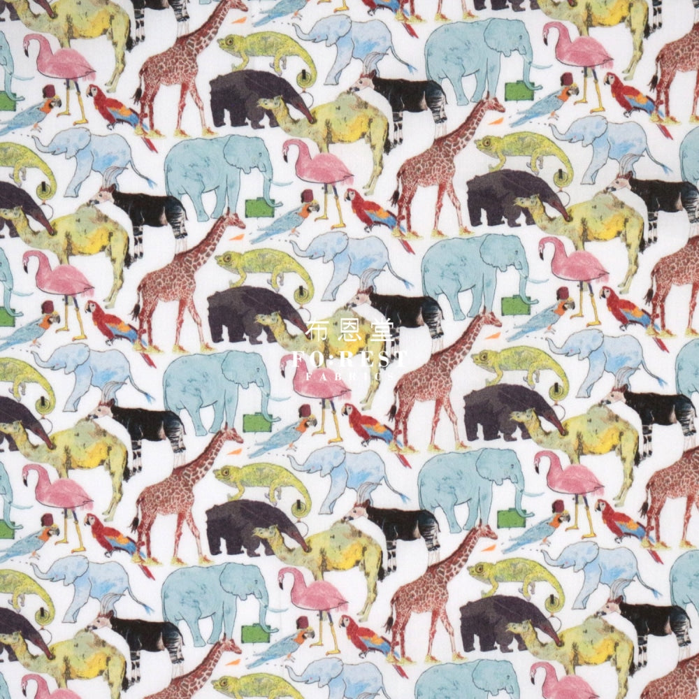 Liberty Of London (Cotton Tana Lawn Fabric) - Queue For The Zoo Cotton