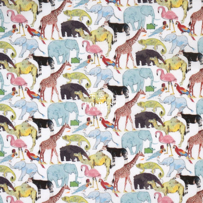Liberty Of London (Cotton Tana Lawn Fabric) - Queue For The Zoo Cotton