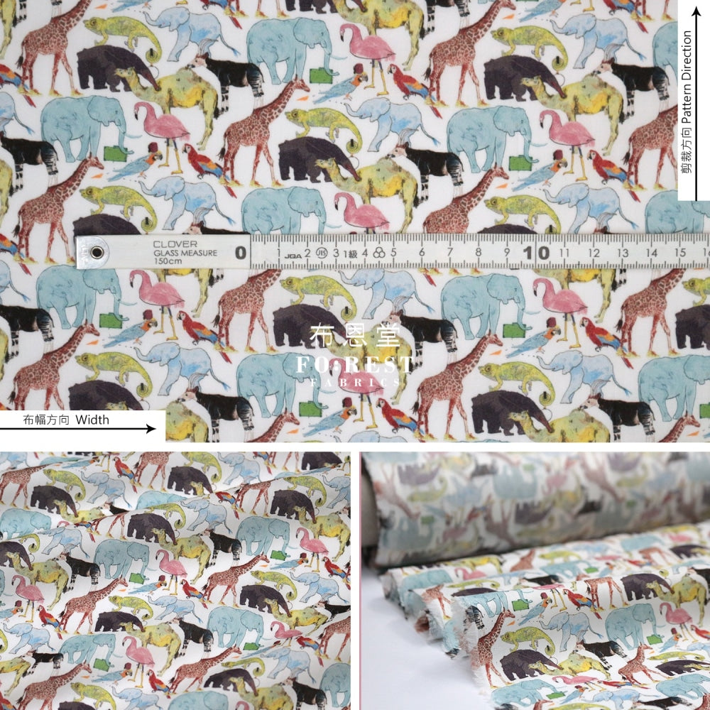 Liberty Of London (Cotton Tana Lawn Fabric) - Queue For The Zoo Cotton