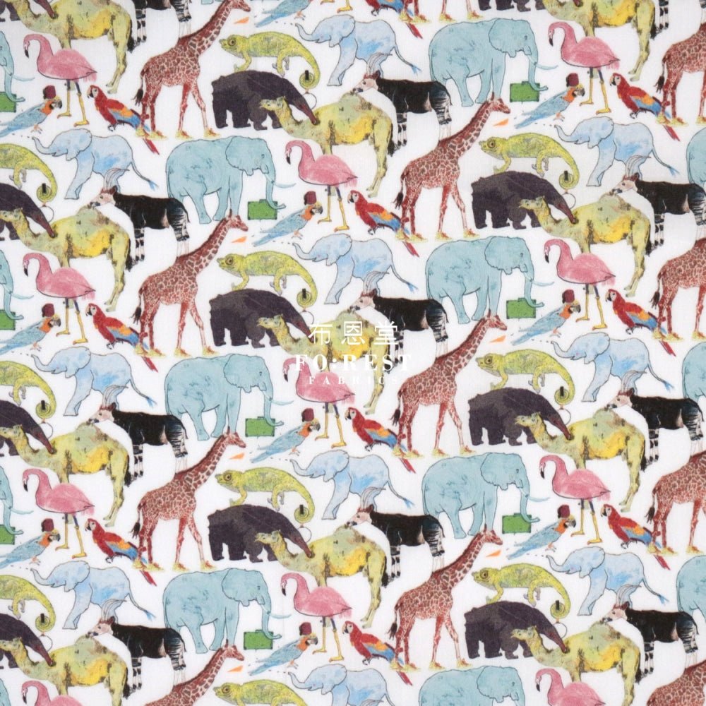 Liberty of London (Cotton Tana Lawn Fabric) - Queue for the Zoo - FO:REST Fabric 布恩堂Liberty fabrictana lawnjapanese fabricykk zipper