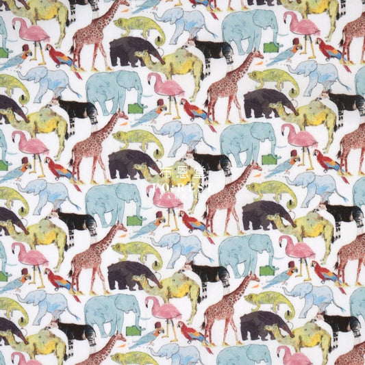 Liberty of London (Cotton Tana Lawn Fabric) - Queue for the Zoo - FO:REST Fabric 布恩堂Liberty fabrictana lawnjapanese fabricykk zipper