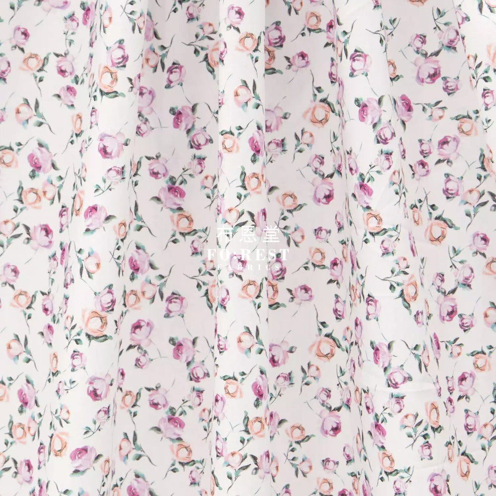 Liberty Of London (Cotton Tana Lawn Fabric) - Raining Rosebuds White Cotton