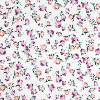 Liberty Of London (Cotton Tana Lawn Fabric) - Raining Rosebuds White Cotton
