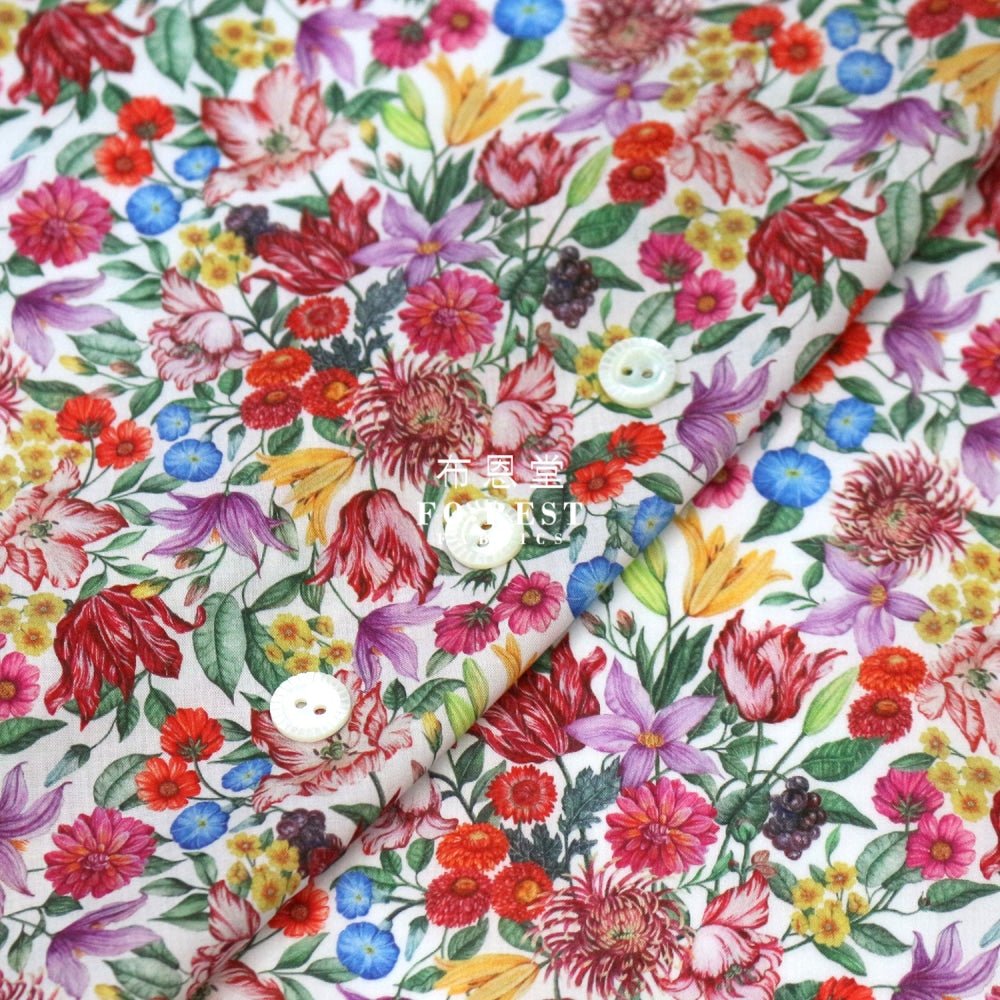 Liberty of London (Cotton Tana Lawn Fabric) - Royal Garland Red - FO:REST Fabric 布恩堂Liberty fabrictana lawnjapanese fabricykk zipper