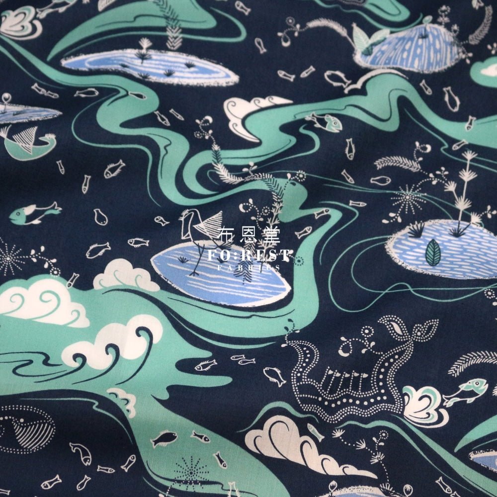 Liberty of London (Cotton Tana Lawn Fabric) - Sea Garden Green - FO:REST Fabric 布恩堂Liberty fabrictana lawnjapanese fabricykk zipper