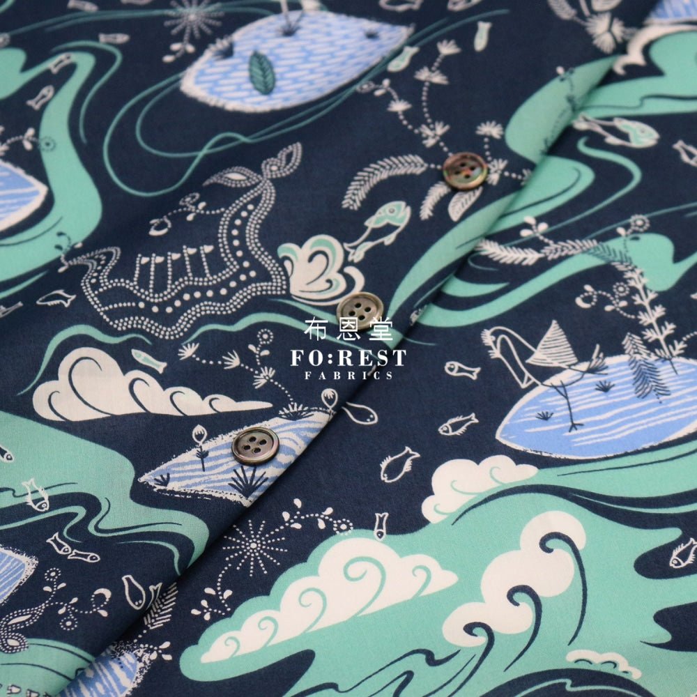 Liberty of London (Cotton Tana Lawn Fabric) - Sea Garden Green - FO:REST Fabric 布恩堂Liberty fabrictana lawnjapanese fabricykk zipper