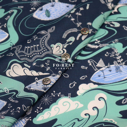 Liberty of London (Cotton Tana Lawn Fabric) - Sea Garden Green - FO:REST Fabric 布恩堂Liberty fabrictana lawnjapanese fabricykk zipper