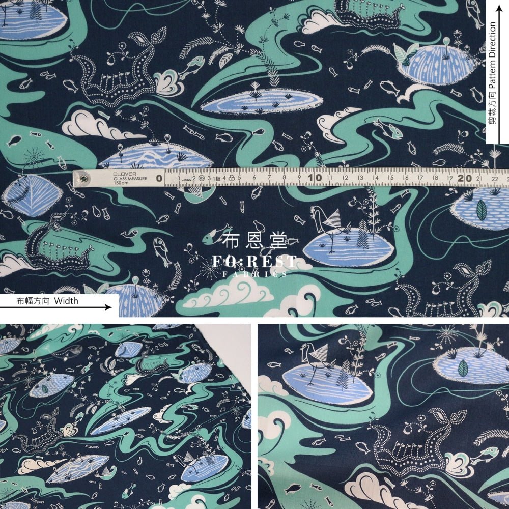 Liberty of London (Cotton Tana Lawn Fabric) - Sea Garden Green - FO:REST Fabric 布恩堂Liberty fabrictana lawnjapanese fabricykk zipper