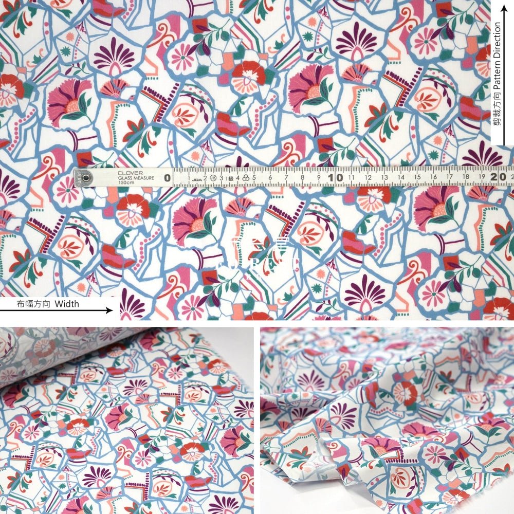 Liberty of London (Cotton Tana Lawn Fabric) - Spanish Tiles - FO:REST Fabric 布恩堂Liberty fabrictana lawnjapanese fabricykk zipper