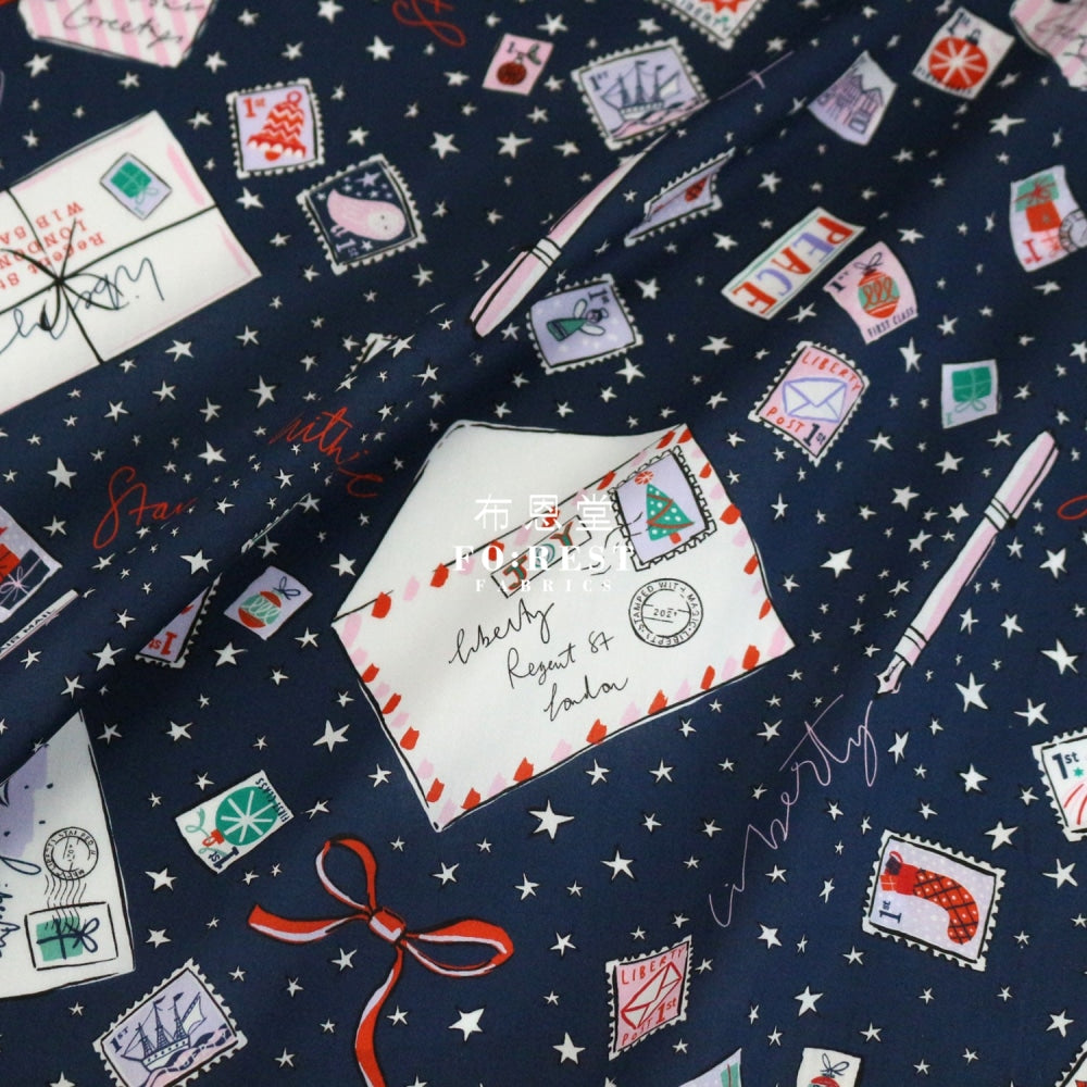Liberty Of London (Cotton Tana Lawn Fabric) - Stamped With Magic Navy Cotton