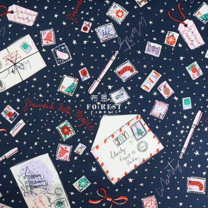 Liberty Of London (Cotton Tana Lawn Fabric) - Stamped With Magic Navy Cotton