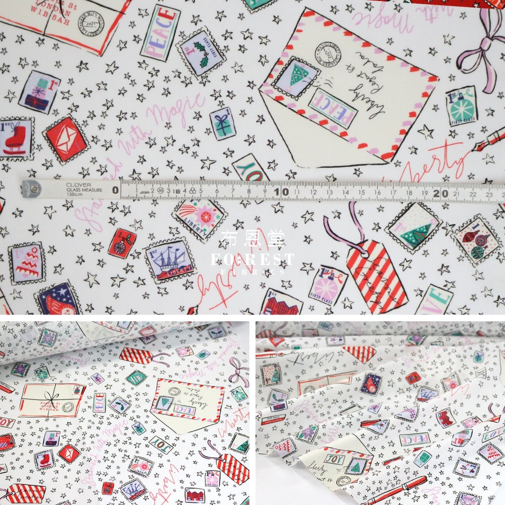 Liberty Of London (Cotton Tana Lawn Fabric) - Stamped With Magic White Cotton