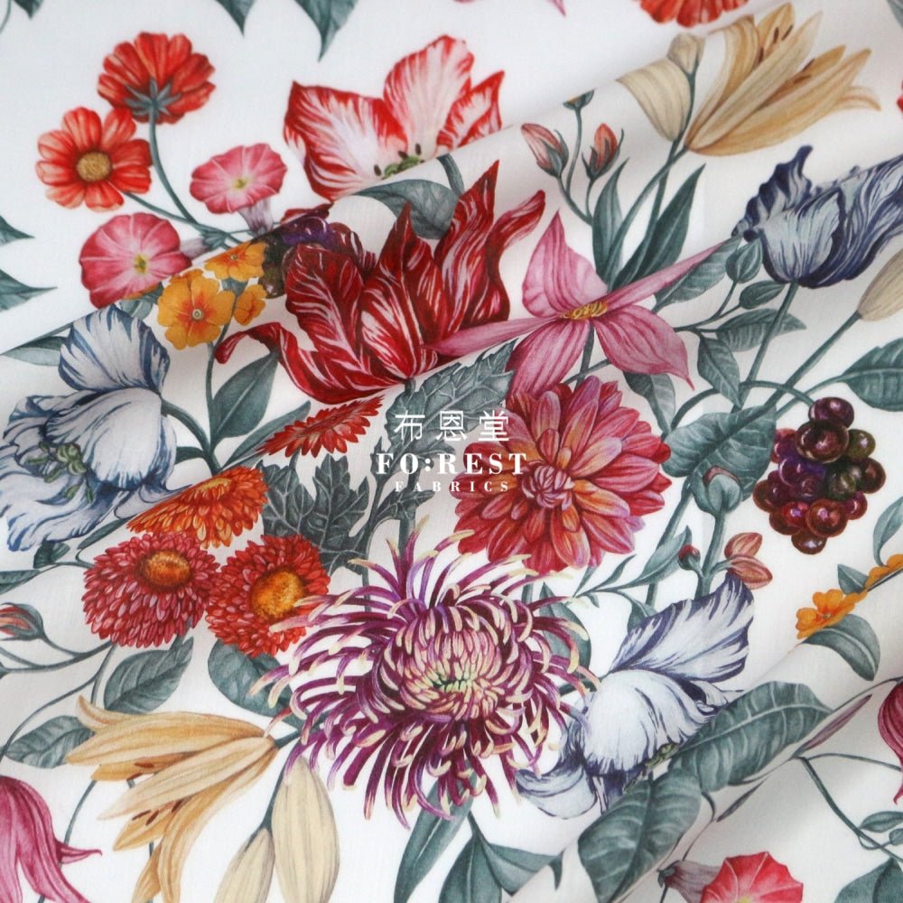 Liberty of London (Cotton Tana Lawn Fabric) - Stately Bouquet White - FO:REST Fabric 布恩堂Liberty fabrictana lawnjapanese fabricykk zipper