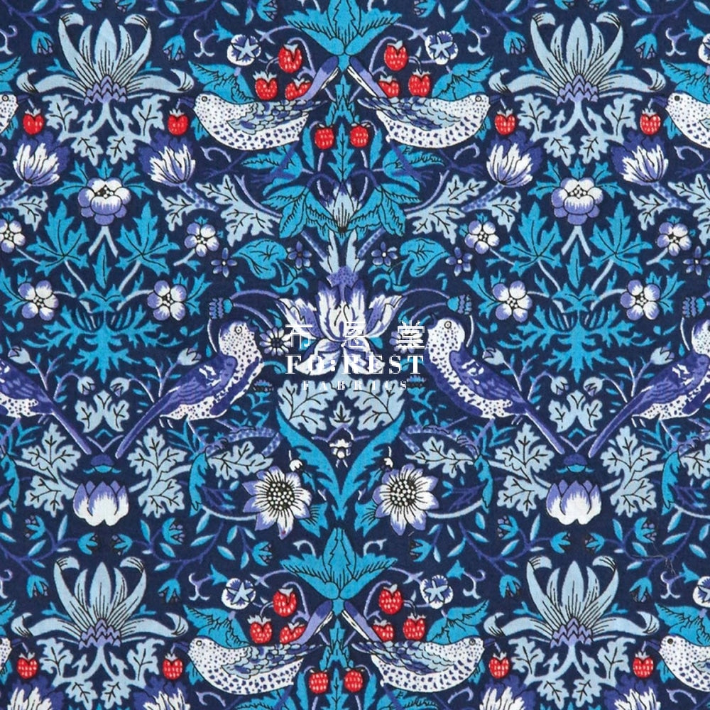Liberty Of London (Cotton Tana Lawn Fabric) - Strawberry Thief Blue Cotton