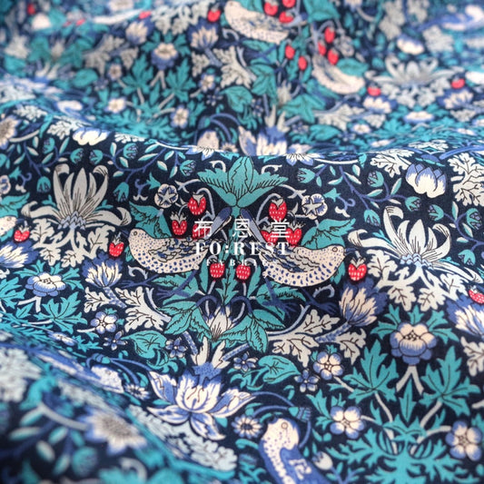 Liberty Of London (Cotton Tana Lawn Fabric) - Strawberry Thief Blue Cotton