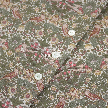 Liberty Of London (Cotton Tana Lawn Fabric) - Strawberry Thief Spring Leaf Cotton