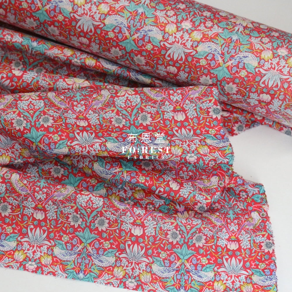 Liberty Of London (Cotton Tana Lawn Fabric) - Strawberry Thief Spring Red Cotton