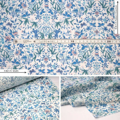 Liberty of London (Cotton Tana Lawn Fabric) - Tapestry Blue - FO:REST Fabric 布恩堂Liberty fabrictana lawnjapanese fabricykk zipper