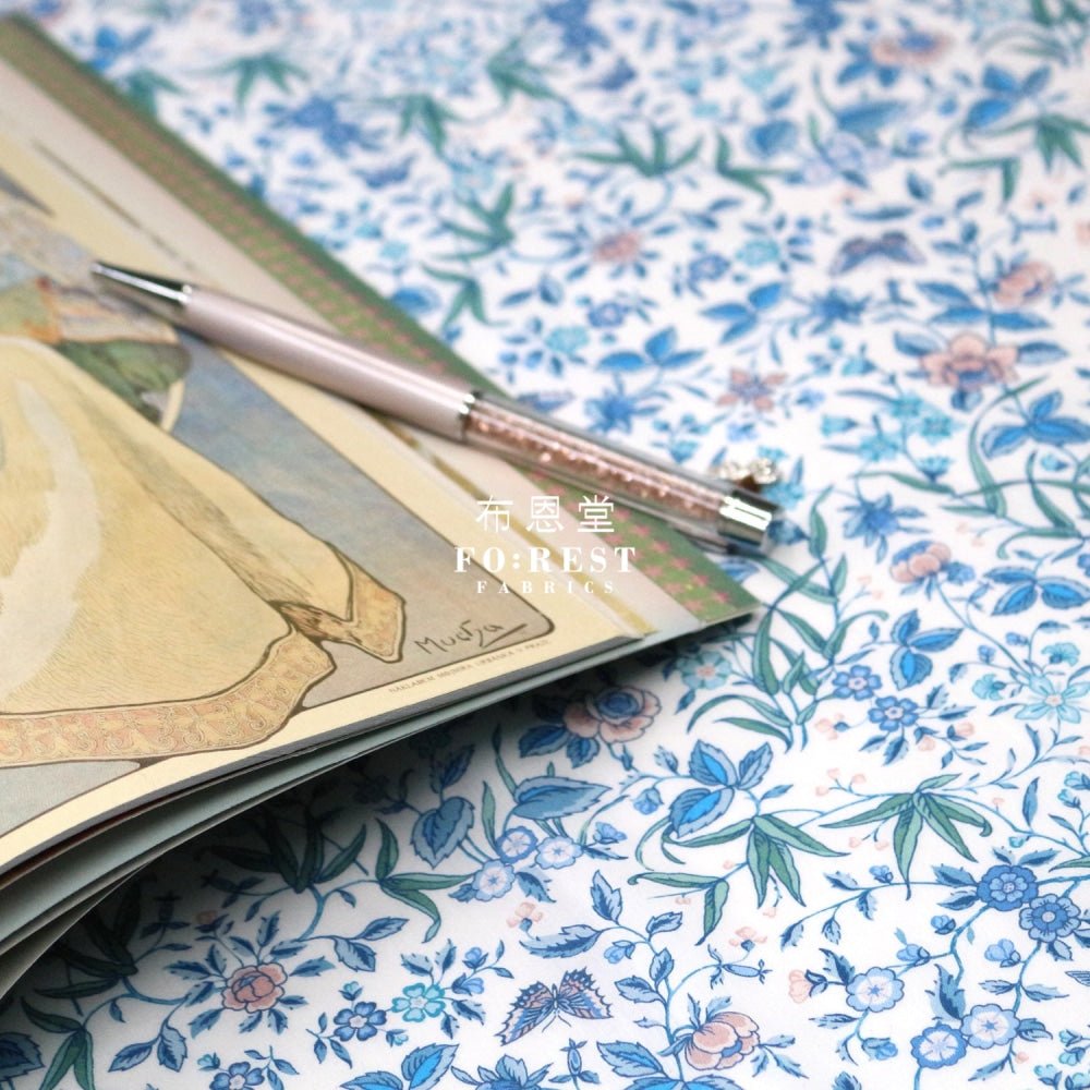 Liberty of London (Cotton Tana Lawn Fabric) - Tapestry Blue - FO:REST Fabric 布恩堂Liberty fabrictana lawnjapanese fabricykk zipper