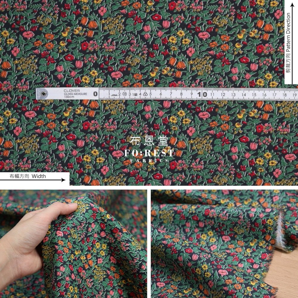 Liberty of London (LanTana Fabric) - Alicia Bell Black - FO:REST Fabric 布恩堂Liberty fabrictana lawnjapanese fabricykk zipper