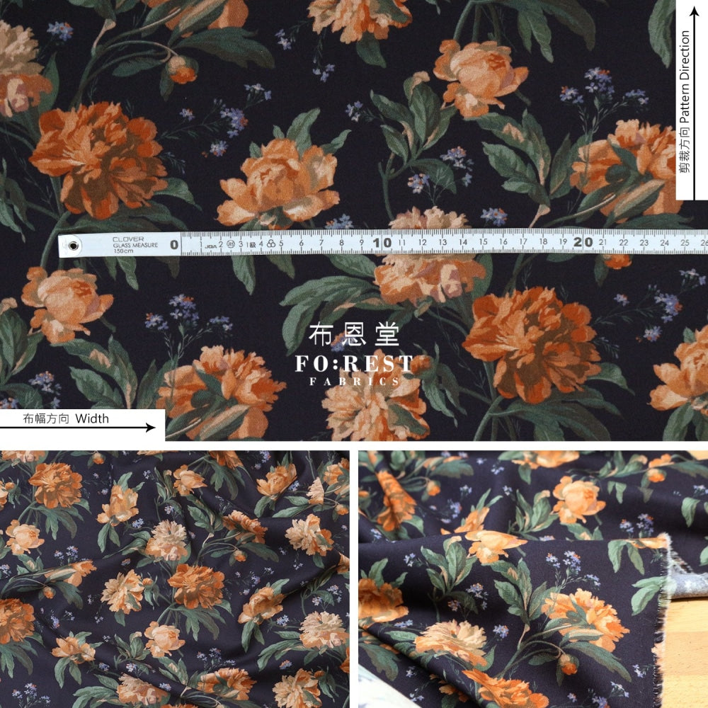 Liberty Of London (Lantana Fabric) - Decadent Blooms Black Lantana