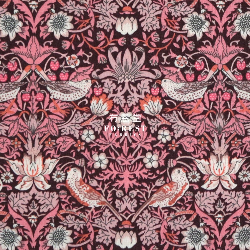 Liberty of London (Organic Fabric) - Strawberry thief Wine - FO:REST Fabric 布恩堂Liberty fabrictana lawnjapanese fabricykk zipper