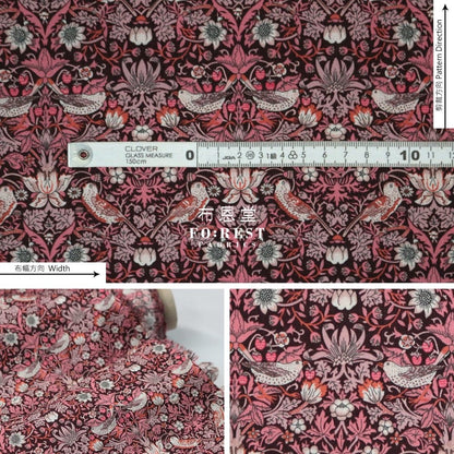 Liberty of London (Organic Fabric) - Strawberry thief Wine - FO:REST Fabric 布恩堂Liberty fabrictana lawnjapanese fabricykk zipper
