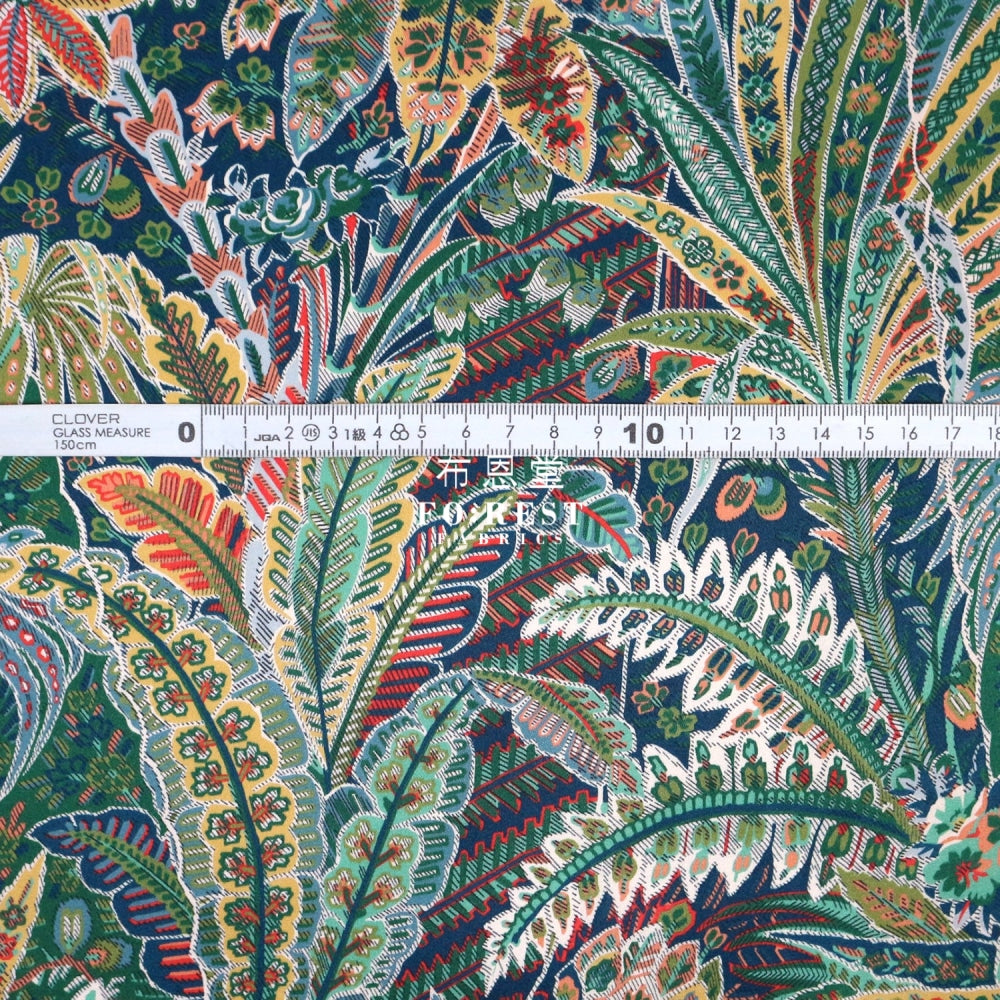 Liberty Of London (Silk Satin) - Adelphi Voyage Fabric Green Silk Satin