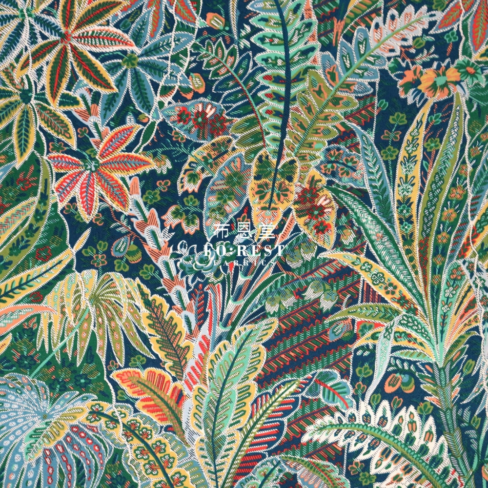 Liberty Of London (Silk Satin) - Adelphi Voyage Fabric Green Silk Satin