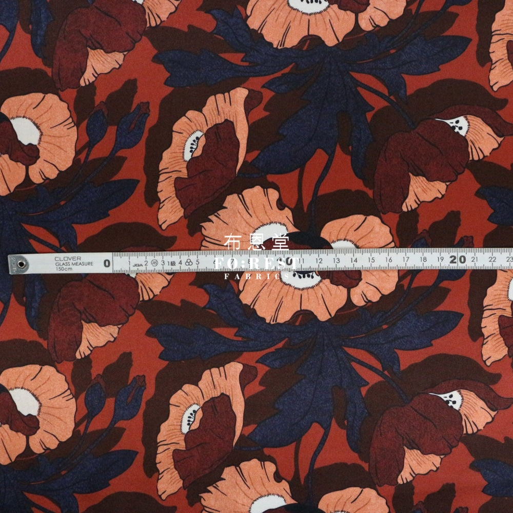 Liberty Of London (Silk Satin) - Butterfirld Poppy Fabric Silk Satin